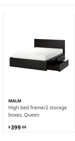 Malm Queen Bed Frame W/ Storage Drawers