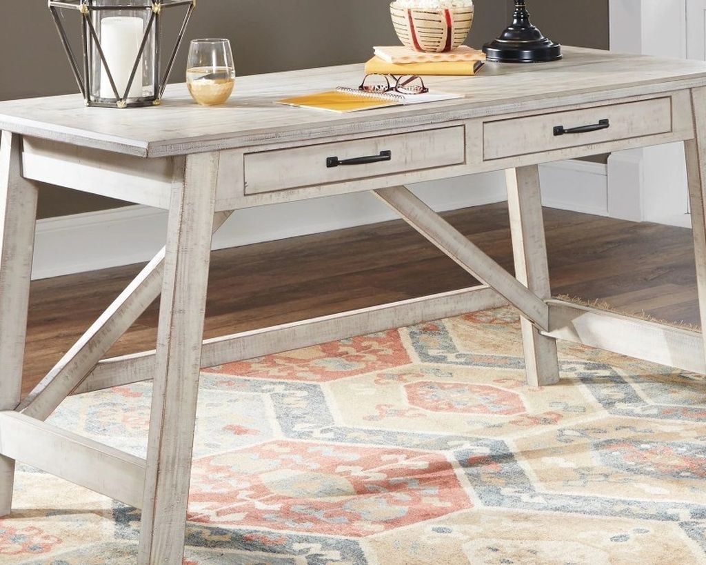 Carynhurst - Whitewash - 2 Pc. - Large Leg Desk, Baldridge Swivel Chair