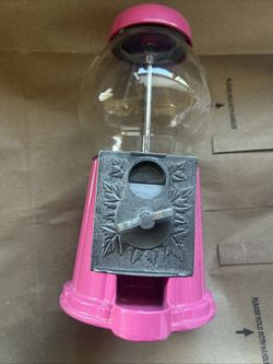 Vintage Sweet Factory Gumball Machine – Cast Metal Base & Glass Globe – Pink 