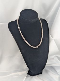 925 Sterling Silver Multistrand Choker Necklace 16