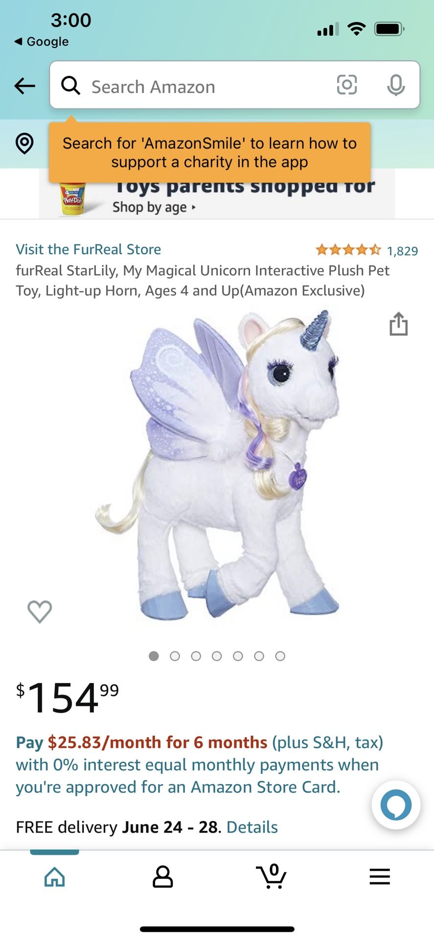 FurReal StarLily My Magical Magic Unicorn Interactive Plush Pet Toy Light Up Horn
