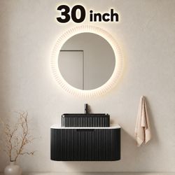30 Inch Round LED Backlit Bathroom Mirror