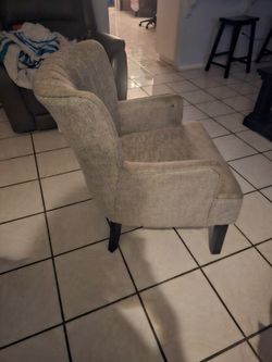 Gray Herringbone Upholstered Accent Chair