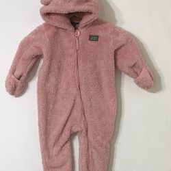 eddie Bauer baby girl’s Sherpa plush coat full  front zip up hood pink .18M