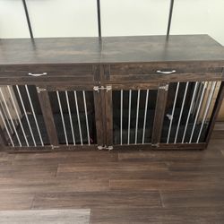  72” Double Dog Crate Furniture w/ Drawers – Wood Console Style