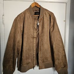 Men's Vegan Suede Leather Jacket XL Brown Banana Republic