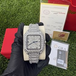 Cartier silver moissanite Bussdown watch