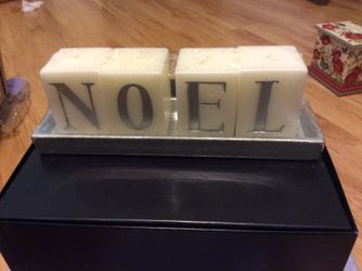 Noel candle with silver holder new