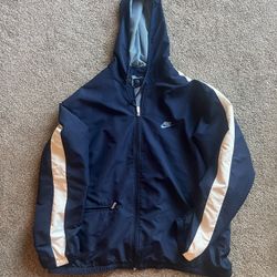 Nike Men's Dark Blue and White Windbreaker XXL