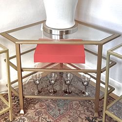 Gold & Glass Corner Table / TV Stand / Display Shelves