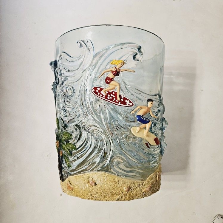 Dean Miller Retro Surf Vintage Style Acrylic Trash Can Boogie Beach Waves