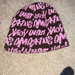 Supreme Pink And Brown Beanie 