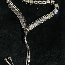 Silver Plated Tennis Bracelet With Swarovski Crystals