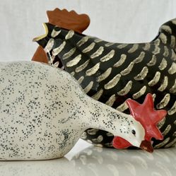 Vintage House Hen & Rooster Pitcher Ceramic Set, 7 & 9 Inches Tall, Great Condition