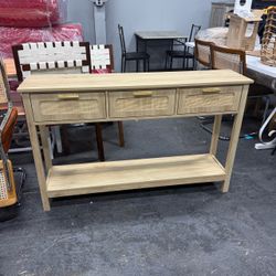 51.2" Rattan Consol e Tables with 3 Storage Drawers