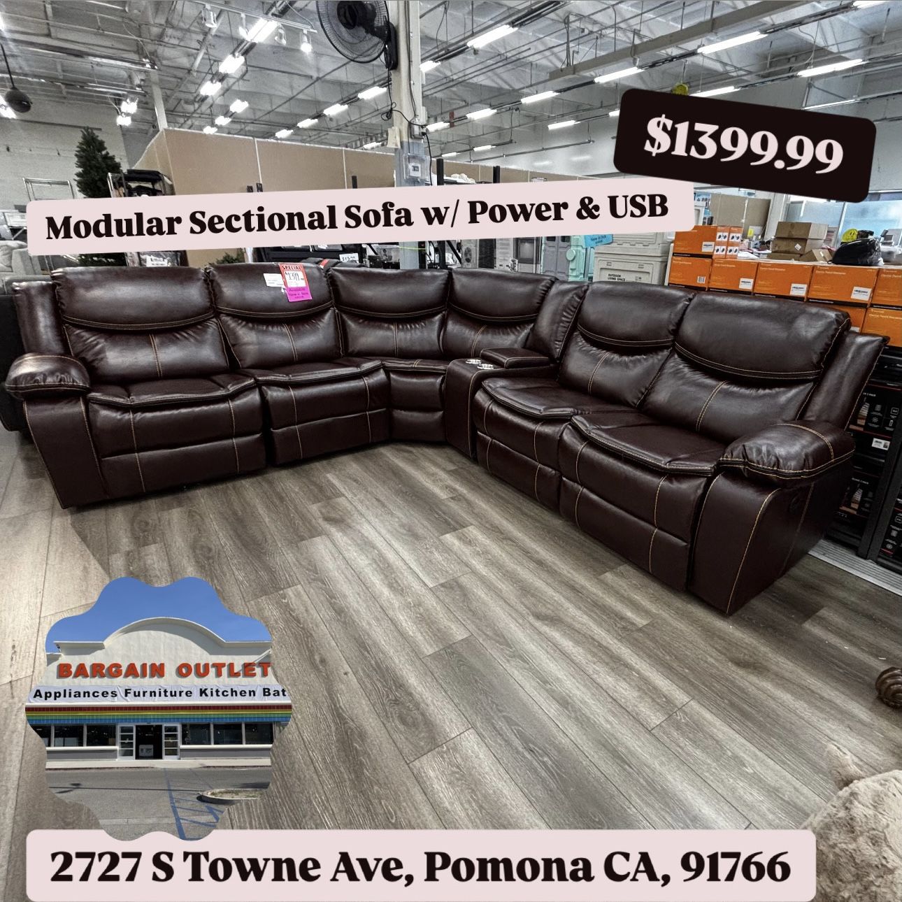 Modular Sectional Sofa W/ Power & USB