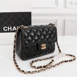 Chanel Lambskin Quilted Mini Rectangular Flap Black