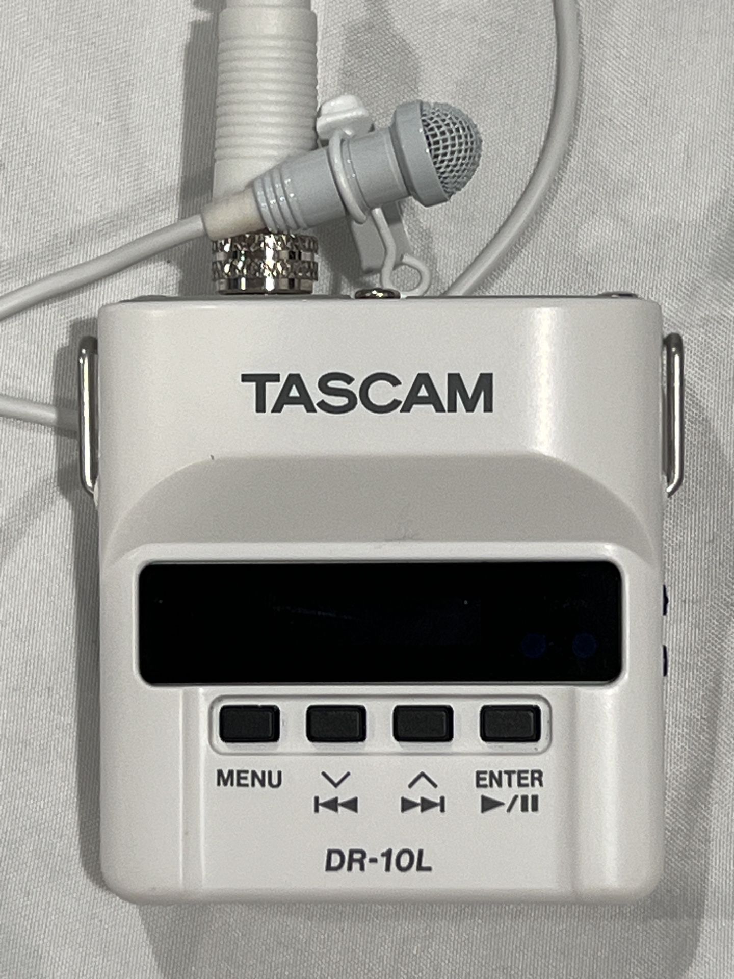 Tascam DR-10L Compact Digital Audio Recorder and Lavalier lav Mic Combo White- With Carrying Case