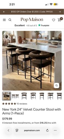Velvet counter stool