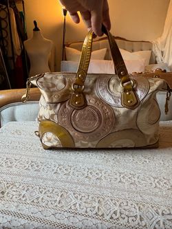 Vintage Coach Signature Canvas Satchel Handbag