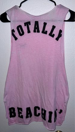 Women’s Totally Beachin' Pink Graphic Tank Top Size Medium $11