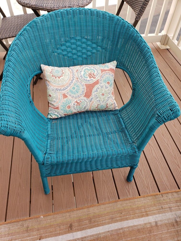 Teal Wicker Chair