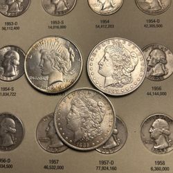Morgan And Peace Silver Dollars