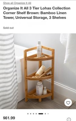 Wooden Corner Shelf Brown Bamboo 3 layer Shelf