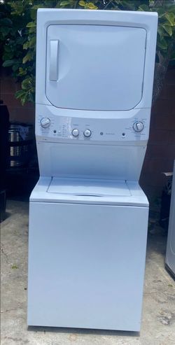 GE 27" WHITE STACKABLE WASHER AND GAS DRYER