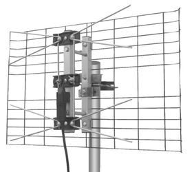 Brand new and still in its original packaging Dtv2Buhf Directv 2-Bay Uhf Antenna Eagle Aspen brand with a J Pipe 19" heavy duty and adjustable mount