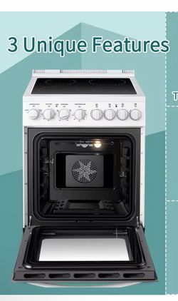 Shop LANBO 24 in. 4 Element Freestanding Single Oven Electric Range with True Convection, Timer and Rotisserie, White