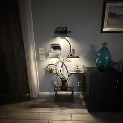 Plant stand with led grow lighting