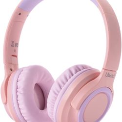 Pink Kids Headphones for School,Kids Headphones Headphones for Kids with Volume Limit of 94 db,Wired Children Headphones for Online Learning/School/Tr