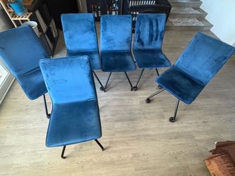 Nice blue suede blue chairs -MOVING SALE