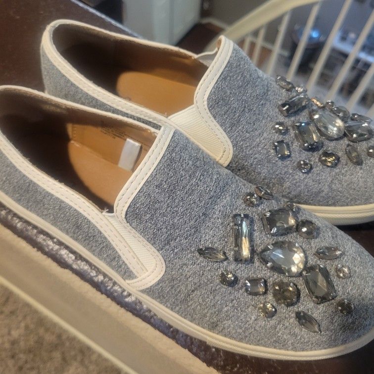 Women's Size.8 Bling Grey Sneaker Shoes