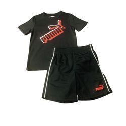Puma Short  Sz 5 Boys Set 2 Piece Set Red  & Black