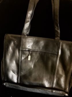 Bloomingdales Fine Black Leather Oversize Handbag
