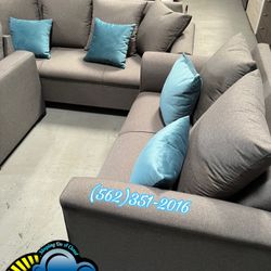 Beautiful Blue And Grey Couches New Set 