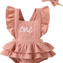 Pink First Birthday Outfit 