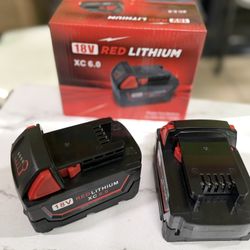 POWER TOOL BATTERY PACK 18V RED LITHIUM 18V===6.0Wh Includes 2 batteries 