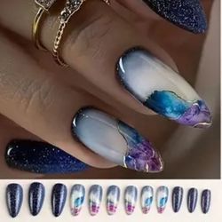 24-pcs. Gradient Almond Shaped Long Press-On Nails