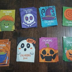 Set of 24 Halloween Kids Coloring Books With 21 Colored Pencil Packs
