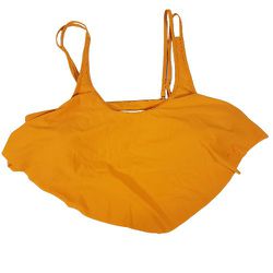 AQUA EVE Womens Orange Flounce Swoop Neck Adjustable Bikini Top Plus Size 26W
