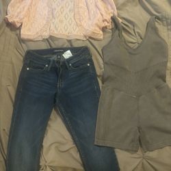 Bodysuit, Cardigan And Size 3 Jeans