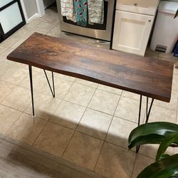 MCM Wood Console Table Hairpin Legs