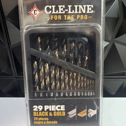Cle-line C18130 Black and Gold High Speed Drill Bit Set (29-Piece) - NEW (1938/14)