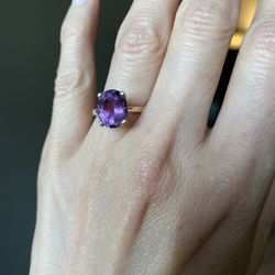 Real Amethyst On 14k Gold Ring