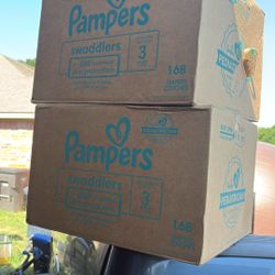 PAMPERS SWADDLERS SIZE 3  168 Count Each Box