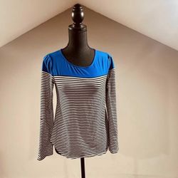 Small Blue Black White Stripe Ling Sleeve