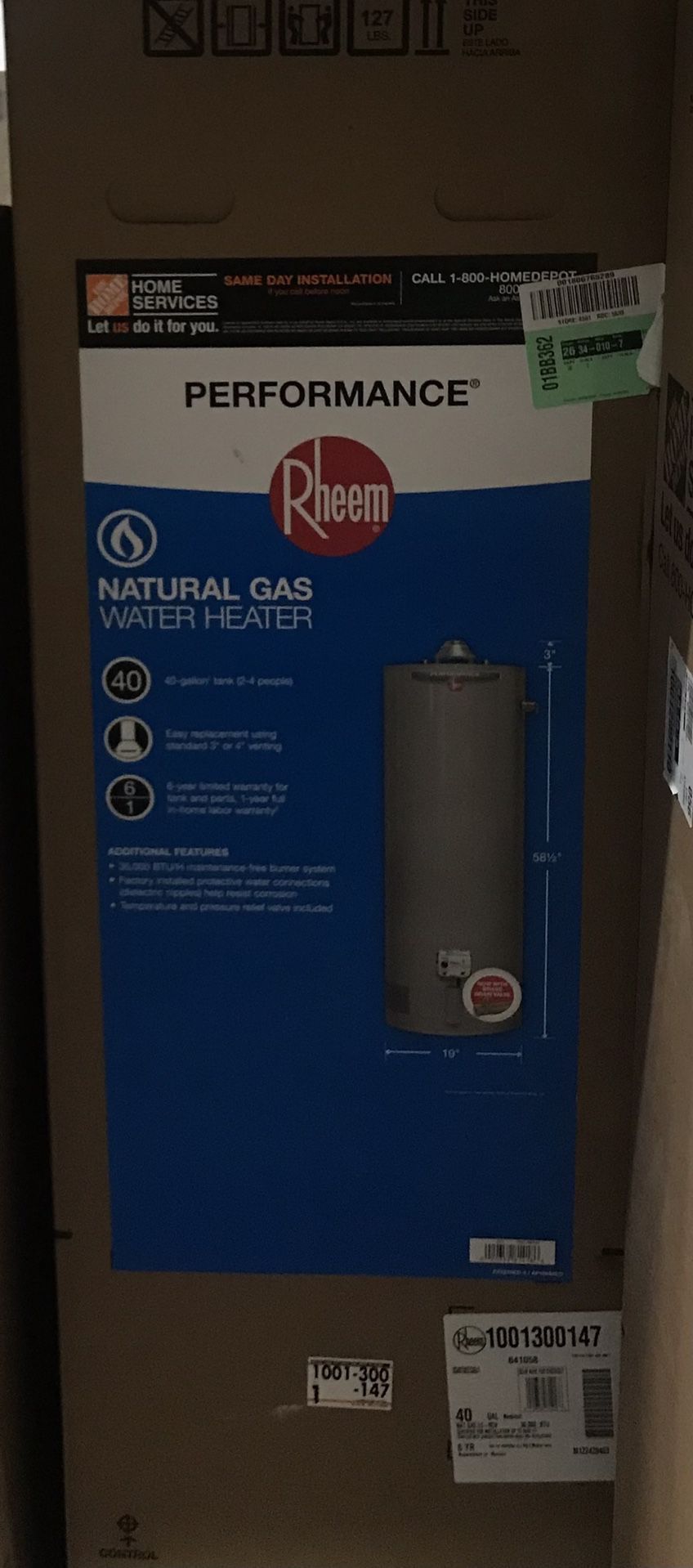 Rheem 40 Gallon Gas Hot Water Tank